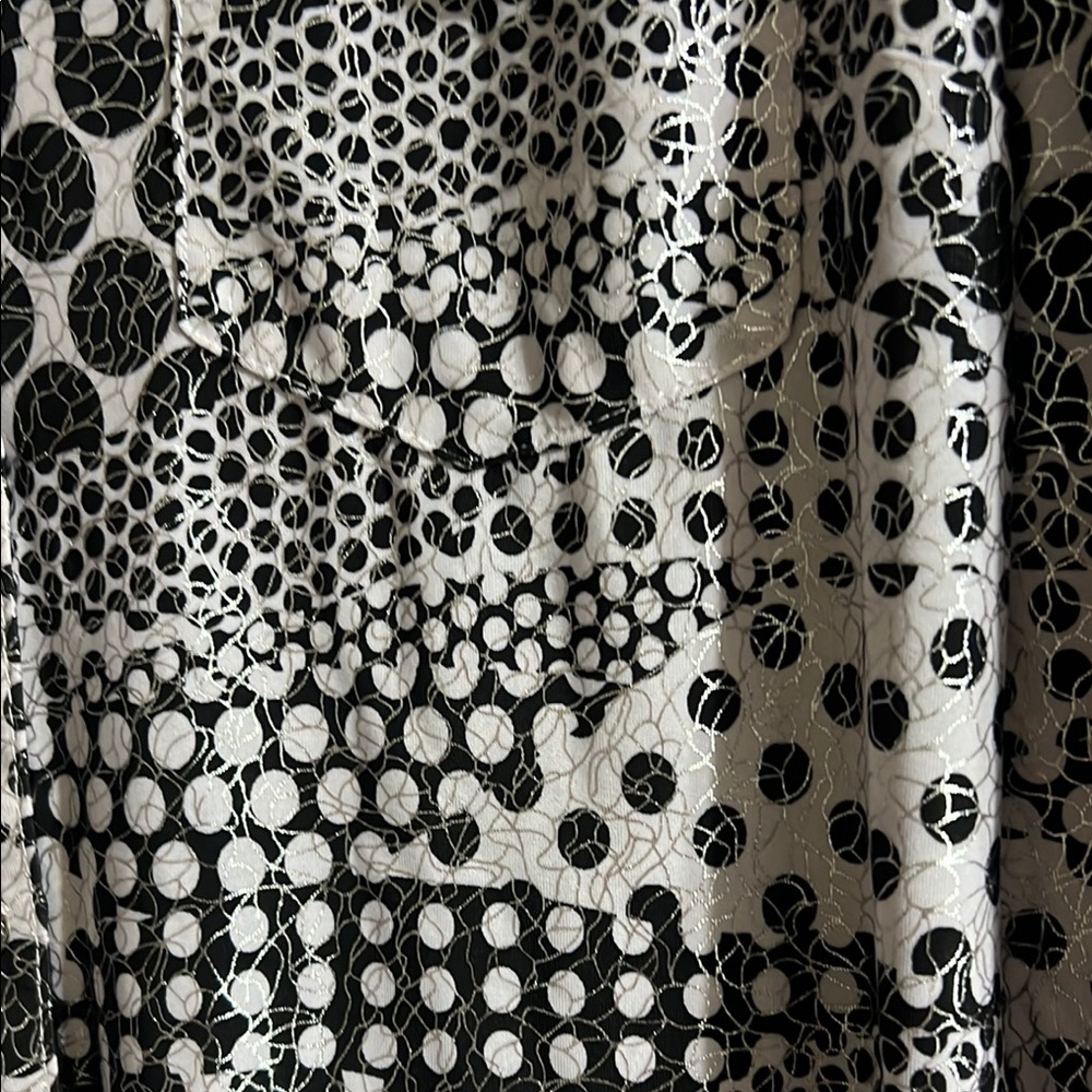 Black‎ and Rose Graphic 3/4 Sleeve Button Down Blouse - Picture 10 of 13
